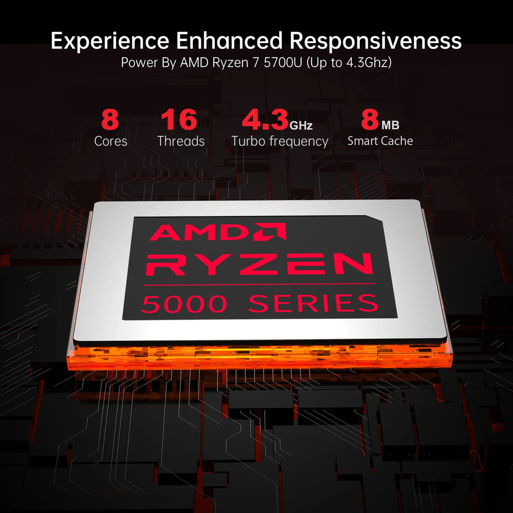 15.6'' FHD Gaming Laptop AMD Ryzen 7 5700U up to 4.3GHz 16GB DDR4 512GB SSD with Windows 11 Pro
