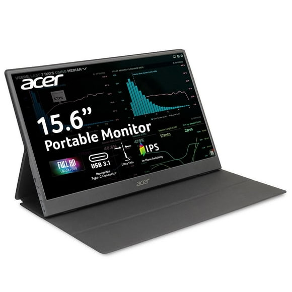 Acer 15.6" Portable Monitor, Full HD (1920×1080), 60Hz, Black, PM161Q